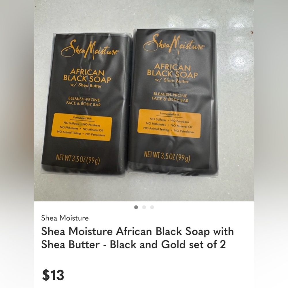 New SheaMoisture African Black 2 pack Soap with Shea Butter